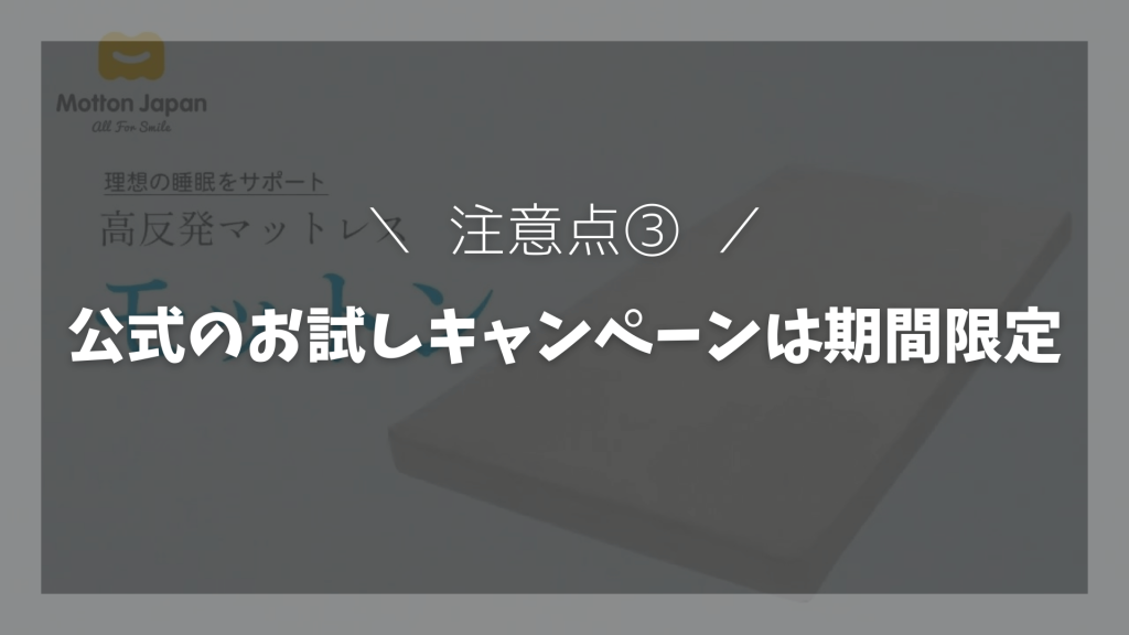 公式のお試しキャンペーンは期間限定